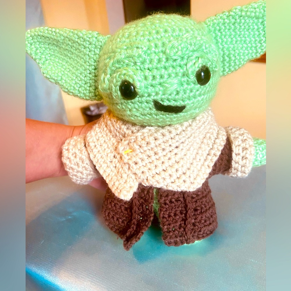 Handmade Baby Yoda crochet doll